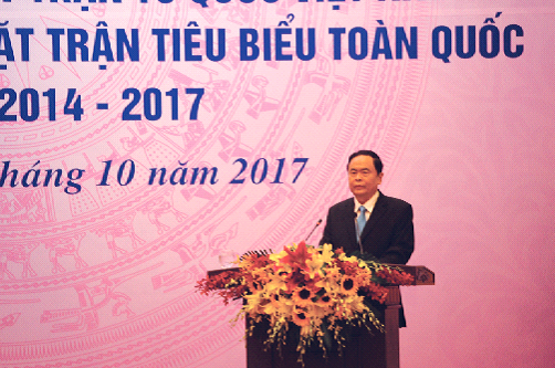 Quang cảnh Hội nghị. Chủ tịch UBTƯ MTTQ Việt Nam Trần Thanh Mẫn phát biểu khai mạc hội nghị. Ảnh: Phạm Cường