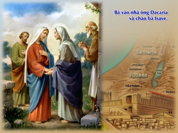Đức Maria gặp người chị họ mình là bà Êlidabét. Ảnh: TL