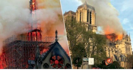 Nhà thờ Đức Bà Paris bị hỏa hoạn ngày 15/4/2019. Ảnh: CTV