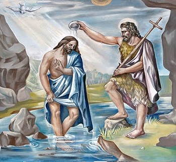 Khi Chúa Giêsu chịu phép rửa xong, vừa ở dưới nước lên, thì các tầng trời mở ra. Ảnh: CTV