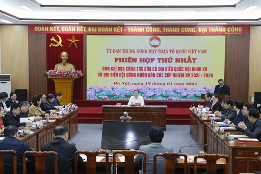 Quang cảnh phiên họp thứ nhất Ban Chỉ đạo công tác bầu cử của Ủy ban Trung ương MTTQ Việt Nam. Ảnh: Quang Vinh