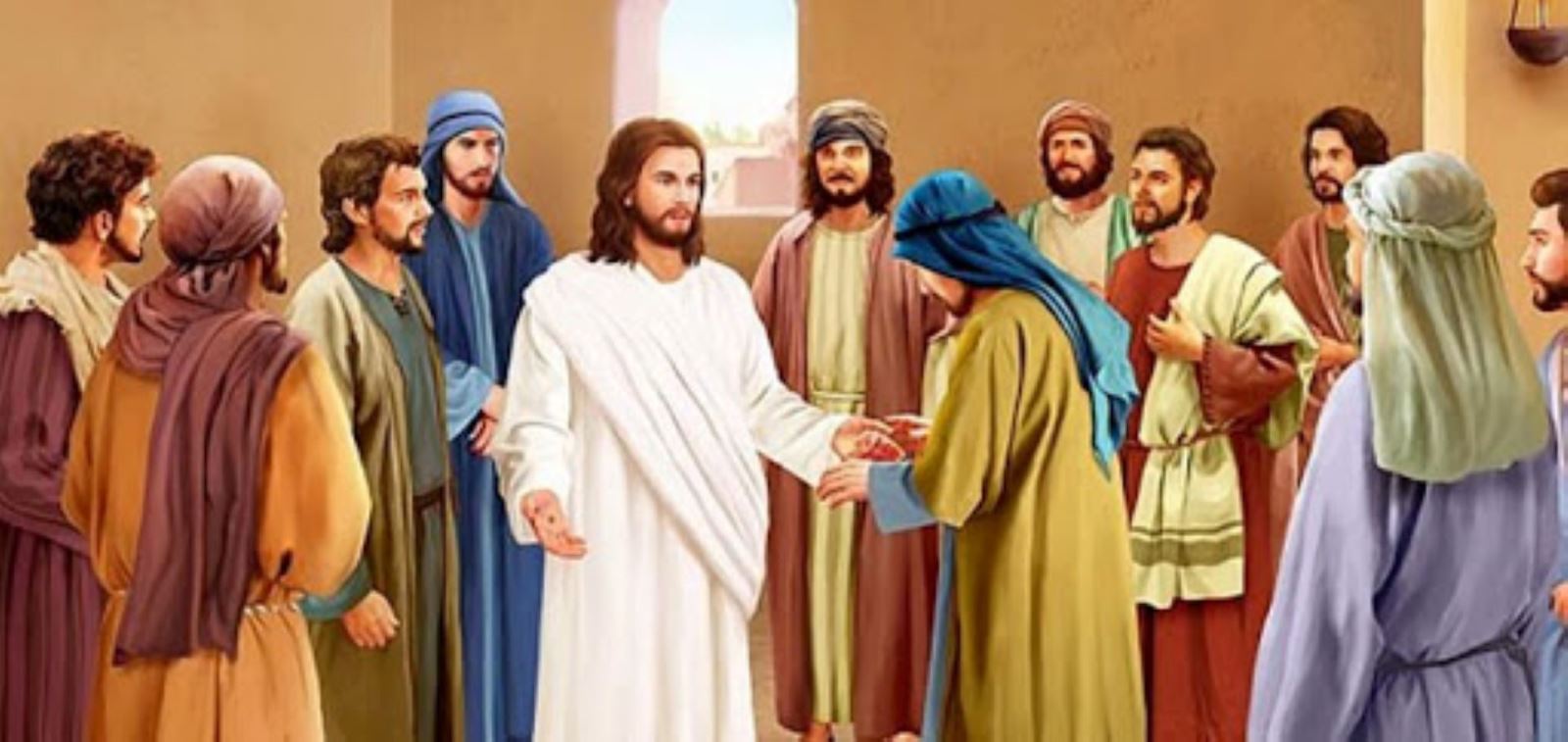 Chúa Giêsu hiện đến đứng giữa các ông và nói, “Bình an cho anh em” (Lc 24-36). Ảnh: CTV