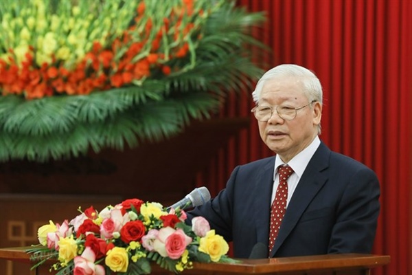 Tổng Bí thư Nguyễn Phú Trọng phát biểu tại buổi gặp mặt