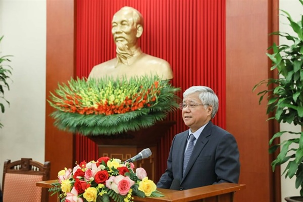 Chủ tịch Ủy ban Trung ương MTTQ Việt Nam phát biểu tại buổi gặp mặt 