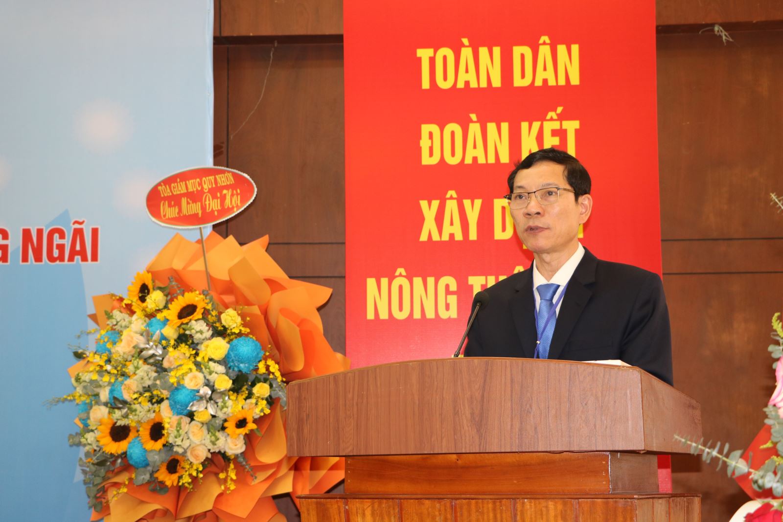 Trưởng ban Dân vận Tỉnh ủy, Chủ tịch Ủy ban MTTQ Việt Nam tỉnh Võ Thanh An phát biểu tại đại hội