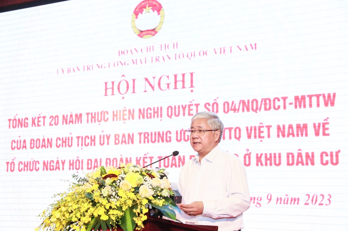 Bí thư Trung ương Đảng, Chủ tịch UBTƯ MTTQ Việt Nam Đỗ Văn Chiến phát biểu tại Hội nghị.